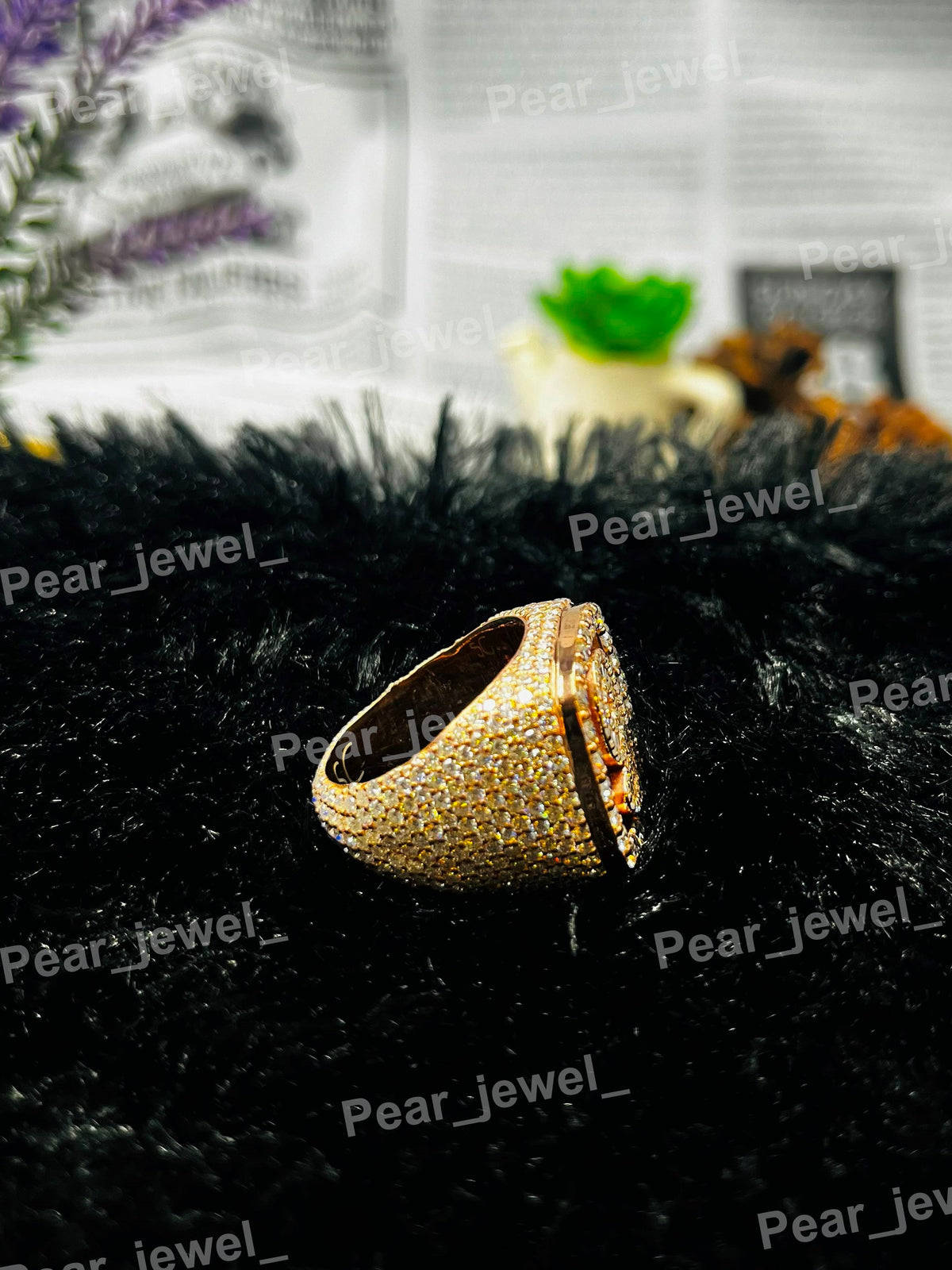 925 Silver Square Ring Iced Out Moissanite Diamond Hip Hop Party Wear Ring