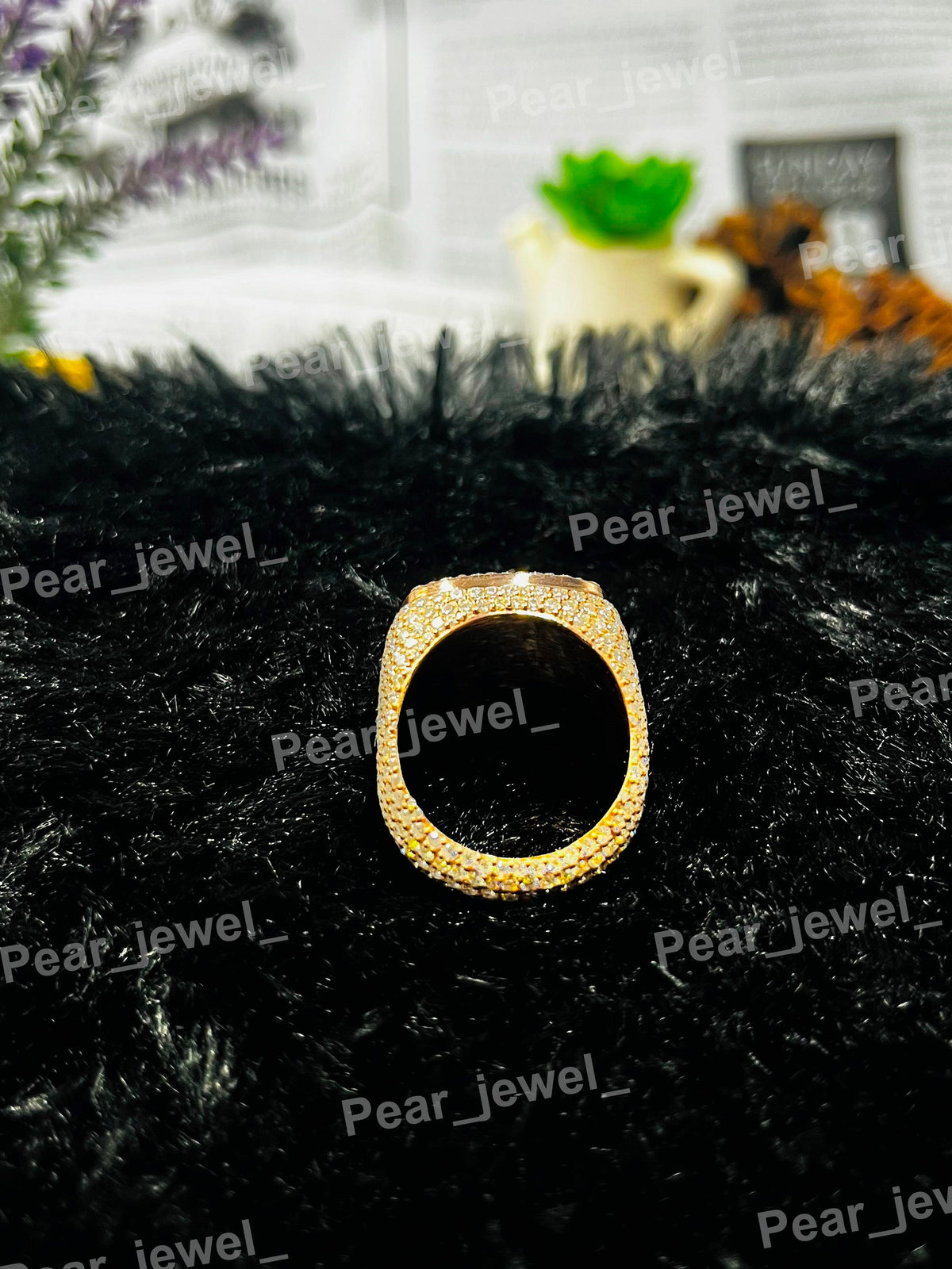 925 Silver Square Ring Iced Out Moissanite Diamond Hip Hop Party Wear Ring