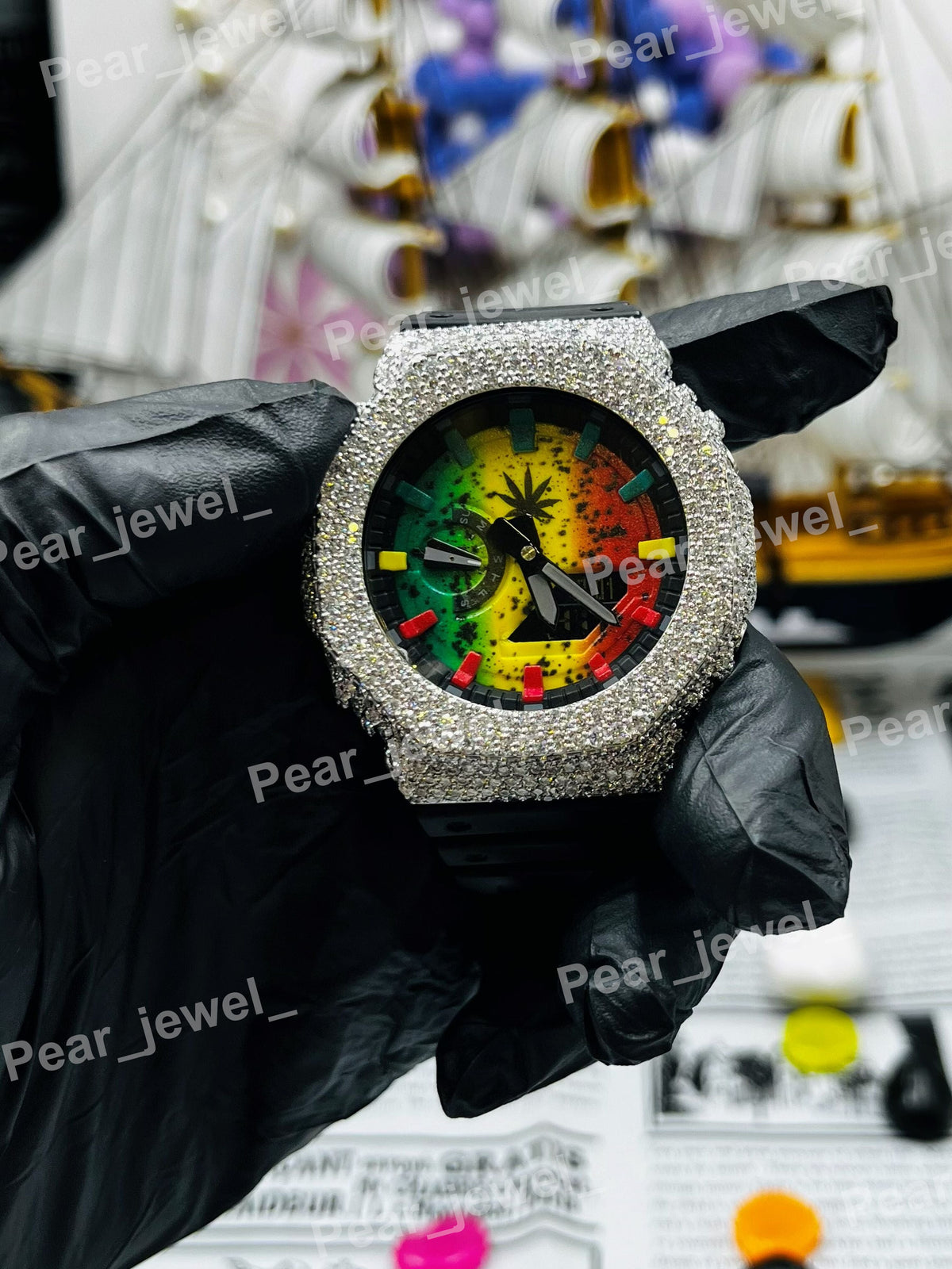 Luxury Iced Out Moissanite Diamond Case Dial Watch For Men Women Wear
