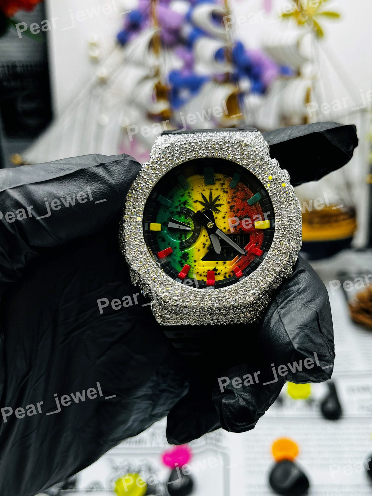 Luxury Iced Out Moissanite Diamond Case Dial Watch For Men Women Wear