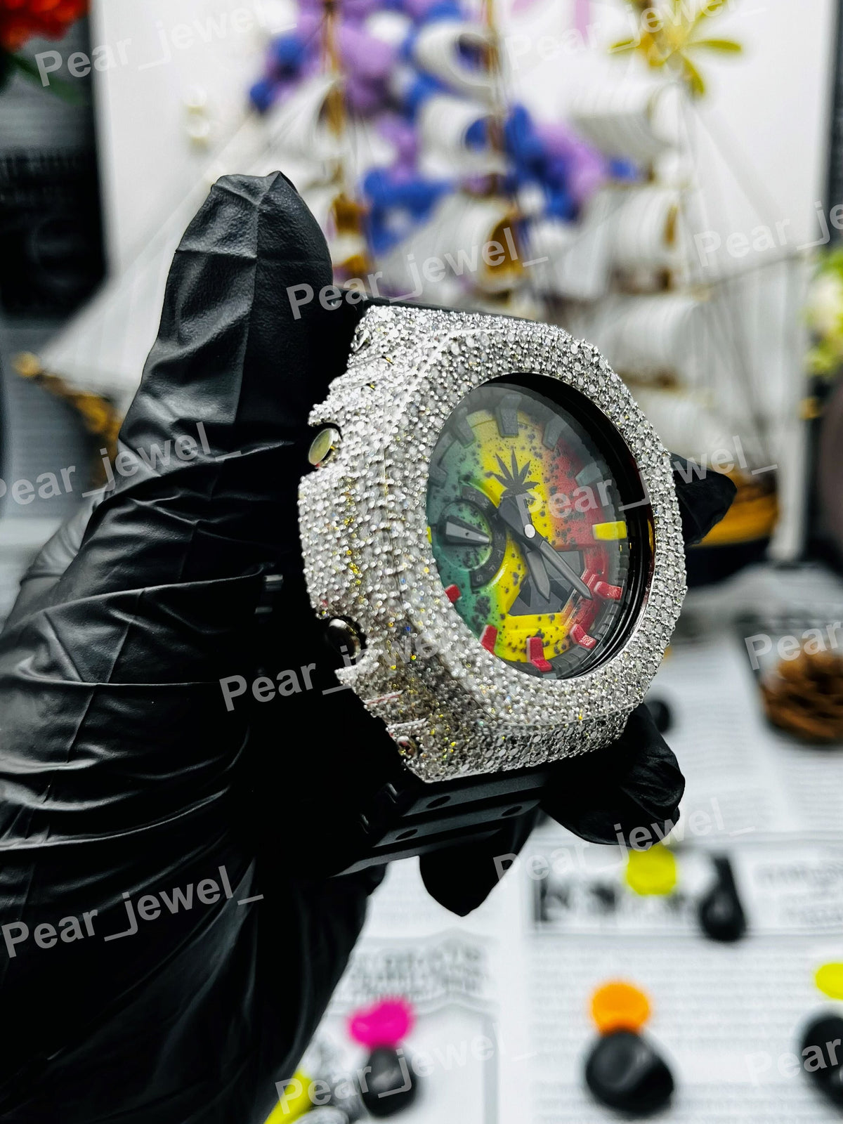Luxury Iced Out Moissanite Diamond Case Dial Watch For Men Women Wear