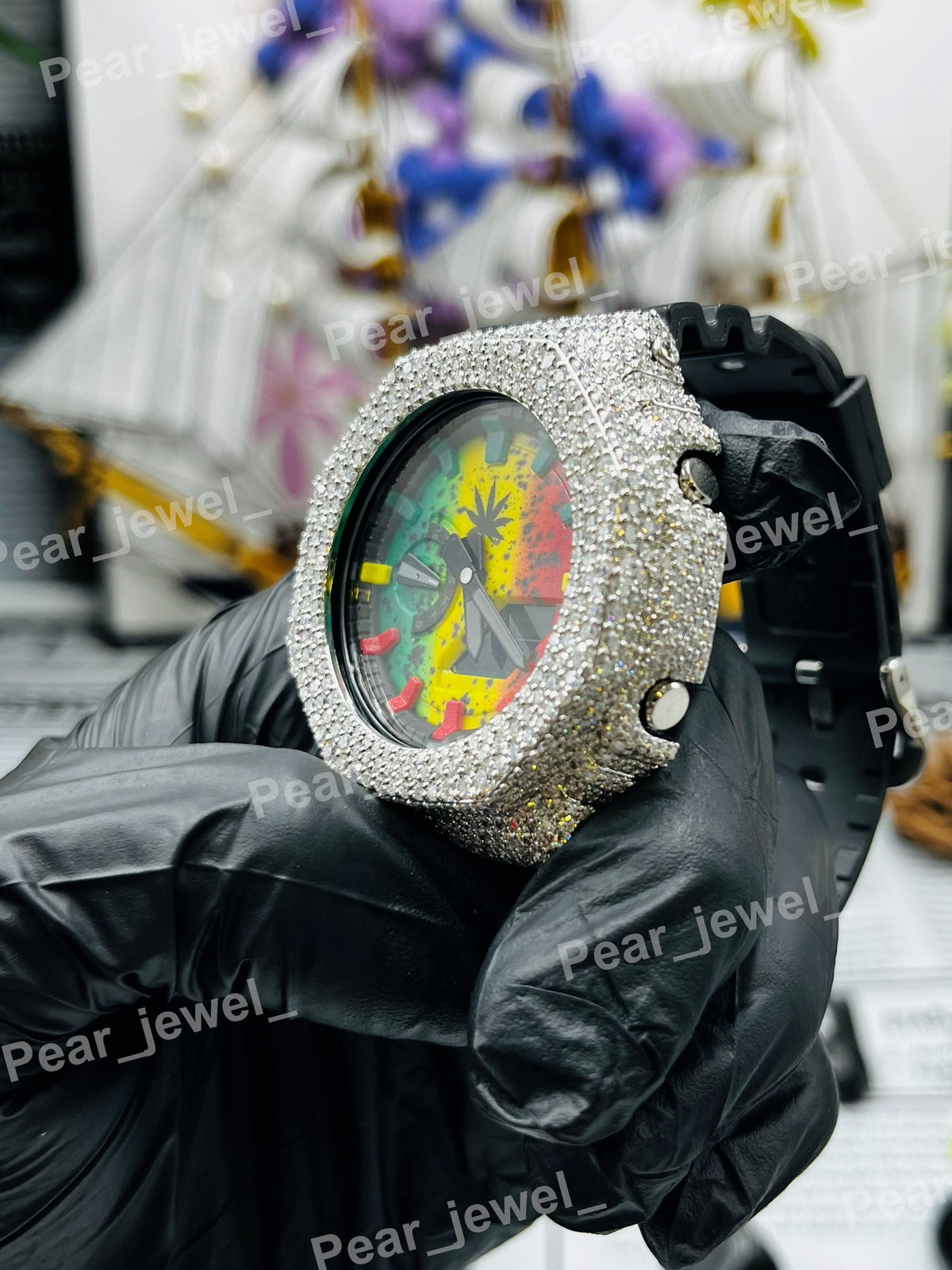 Luxury Iced Out Moissanite Diamond Case Dial Watch For Men Women Wear
