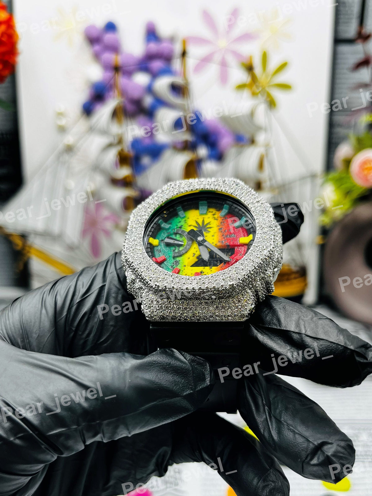 Luxury Iced Out Moissanite Diamond Case Dial Watch For Men Women Wear