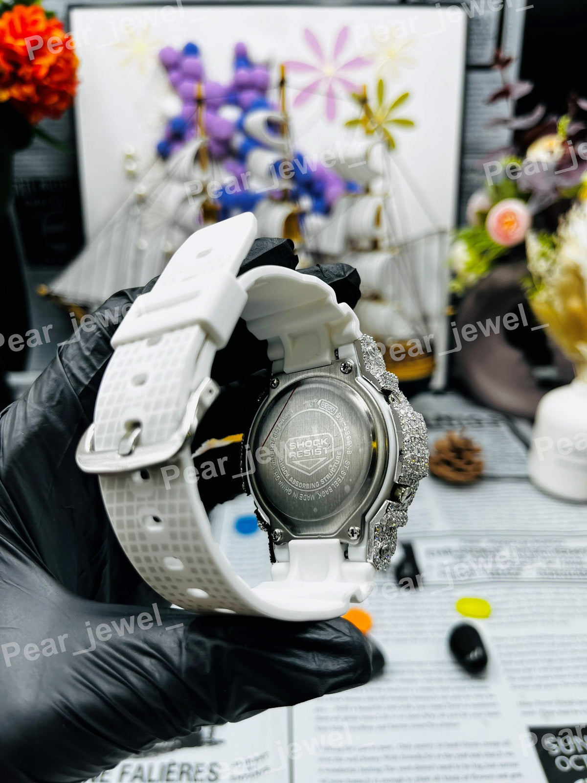 Black Case Dial Iced Out Moissanite Diamond Bust Down Watch