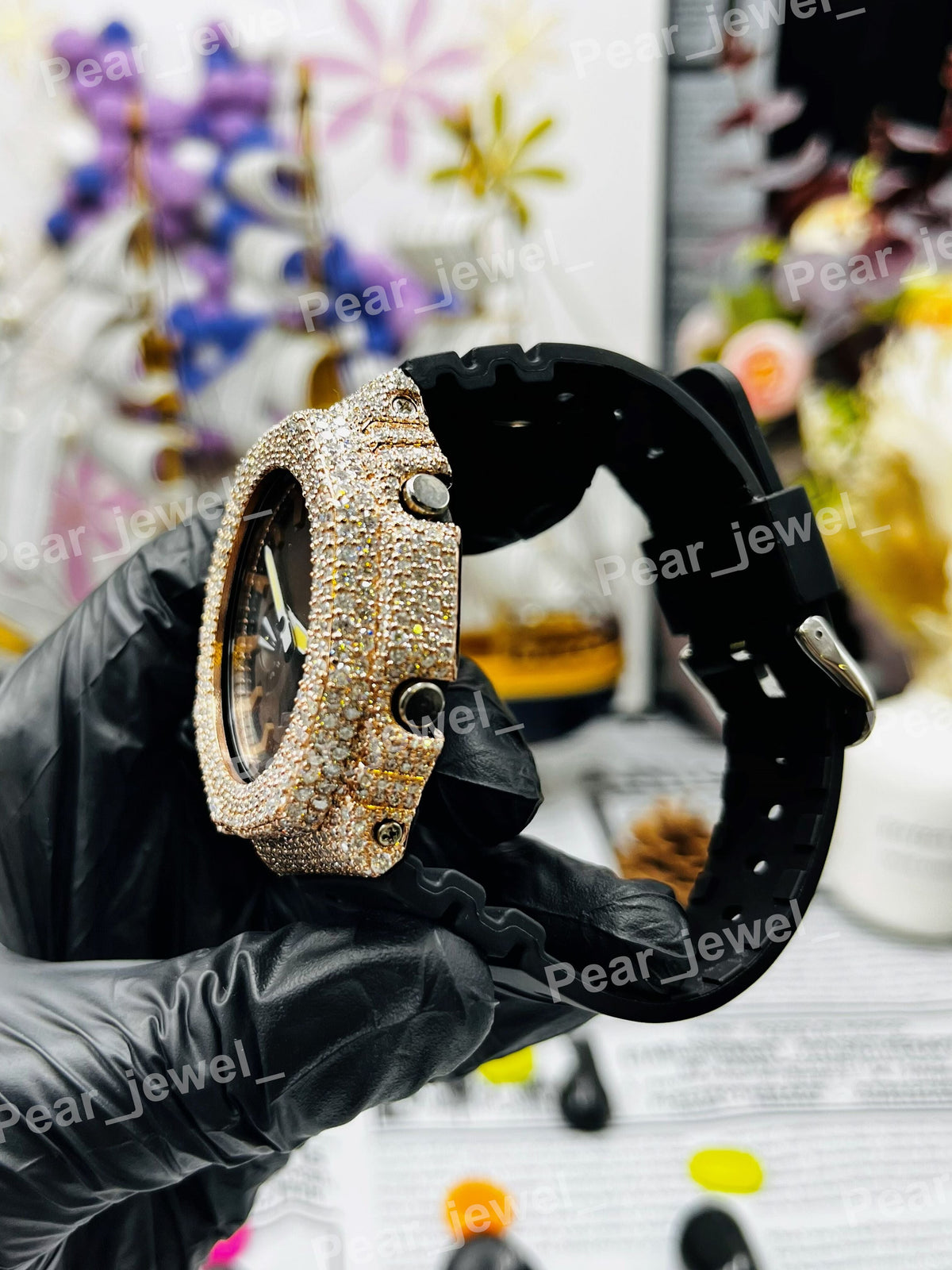 Iced Out Moissanite Diamond Dial Hip Hop Watch For Men Women Party Wear
