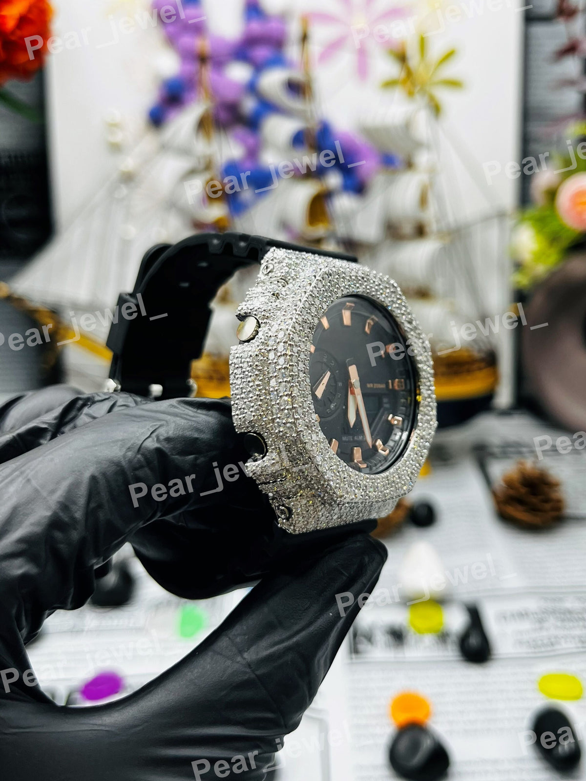 Iced Out Case Dial Moissanite Diamond Hip Hop Luxury Statement Wrist Watch
