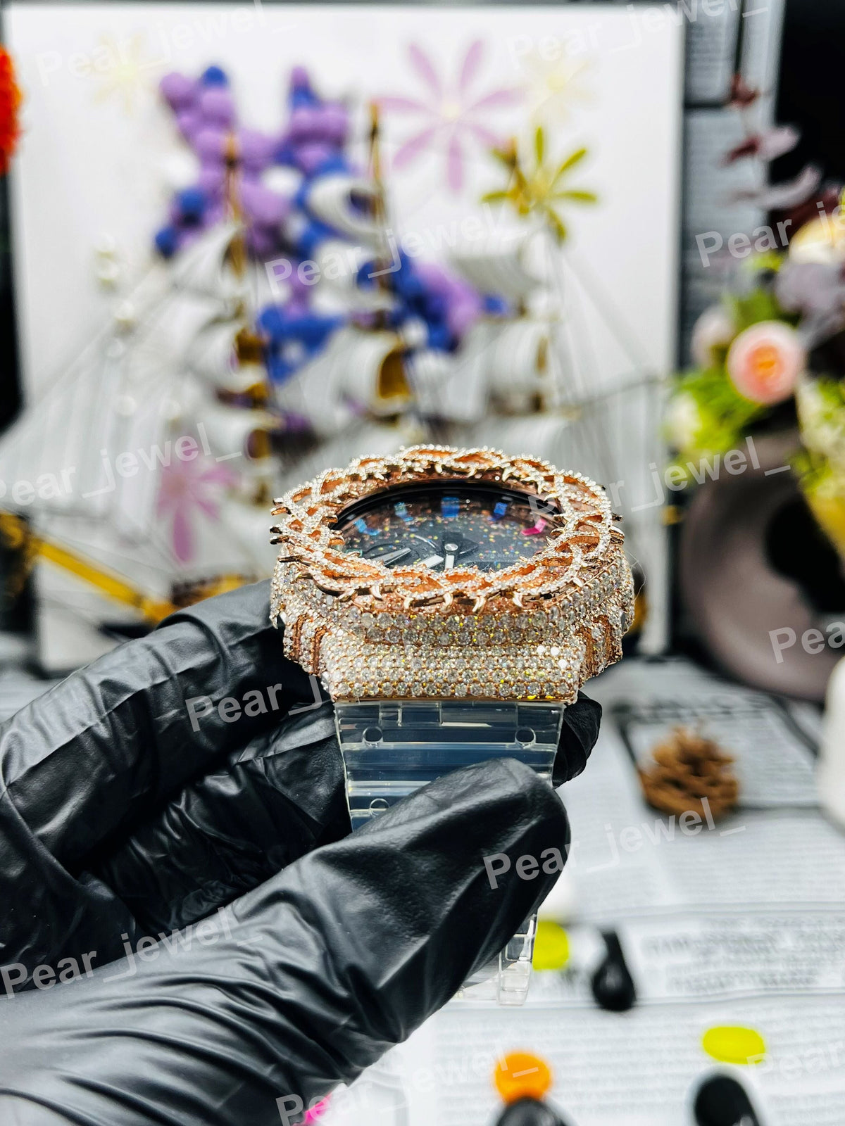 Iced Out Throne Dial Moissanite Diamond Hip Hop Luxury Statement Watch
