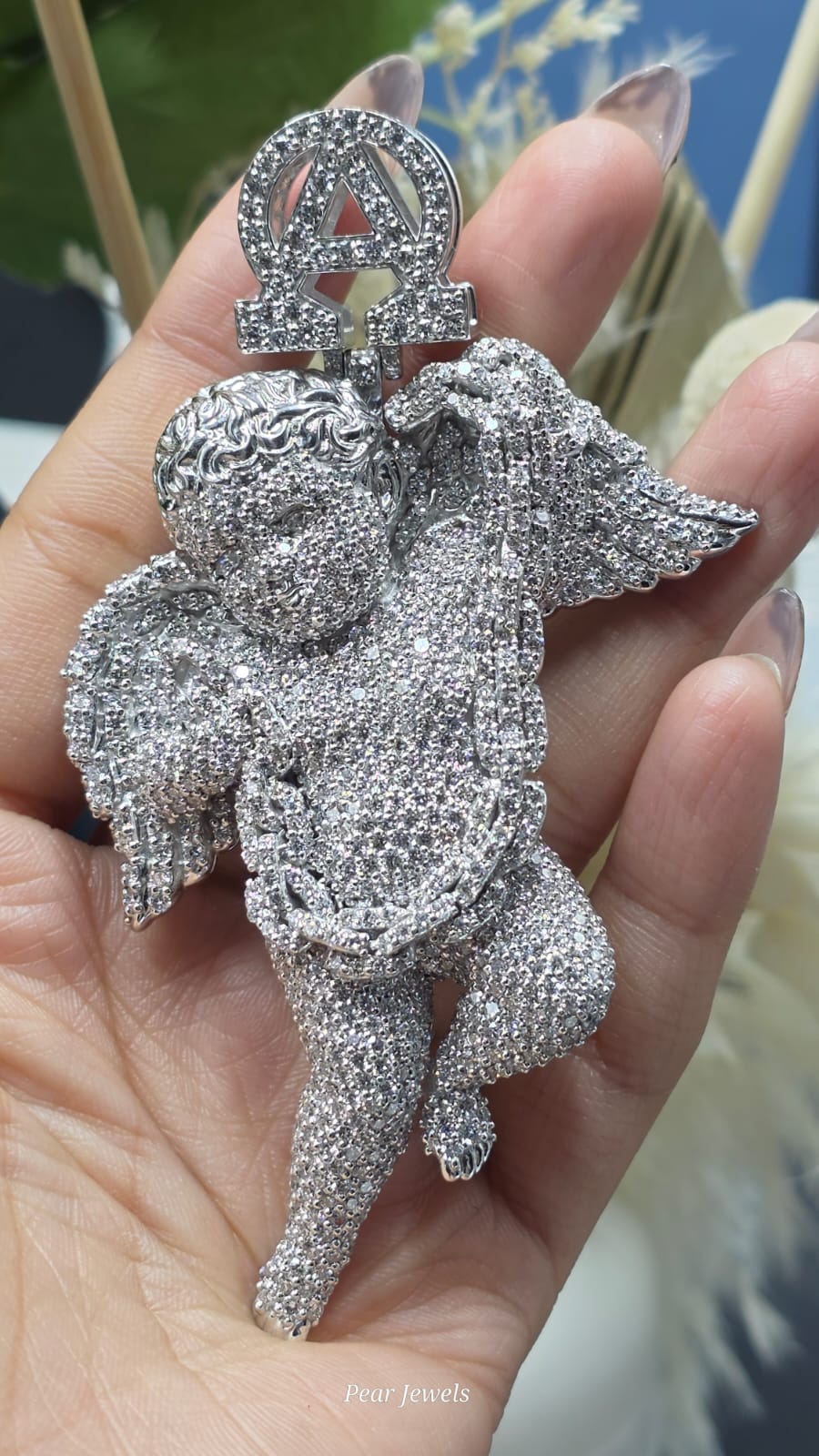 Iced Out Angel Pendant Moissanite Diamond Cherub Pendant Hip Hop Custom Letter Bail