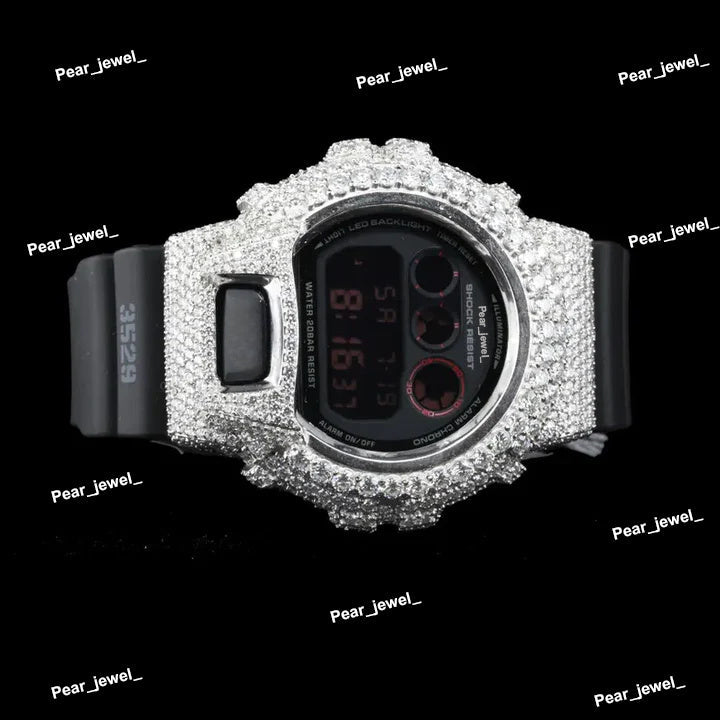 Iced Out VVS Moissanite Dial Case Round Cut Diamond Watch