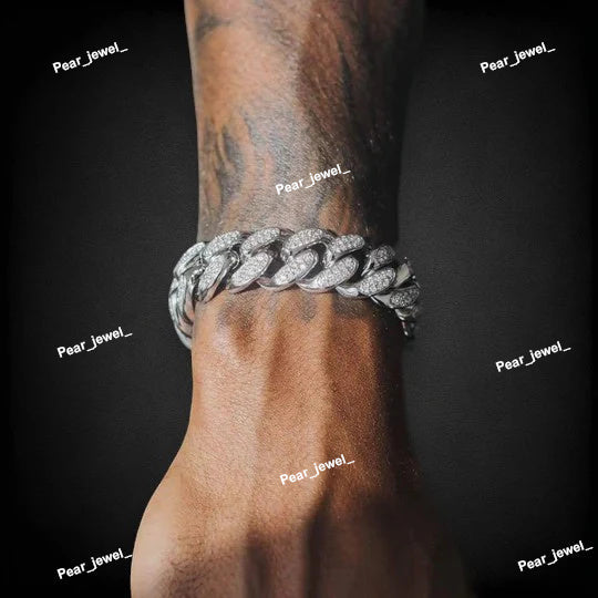 Iced Out Round Cut VVS Moissanite Diamond Cuban Bracelet