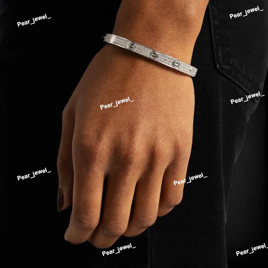 Iced Out 925 Silver Moissanite Diamond Band Bracelet For Unisex