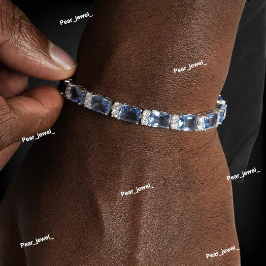 Radiant Cut 925 Silver Moissanite Diamonds Tennis Bracelet