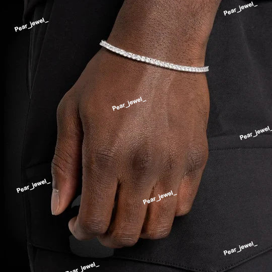 925 Sterling Silver Tennis Moissanite Bracelet For Unisex