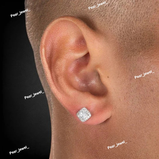 Iced Out Princess VVS Moissanite Diamond Earrings
