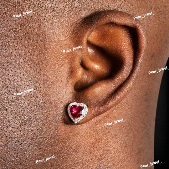 Iced Out 925 Sterling Silver With Moissanite Diamond Heart Earring
