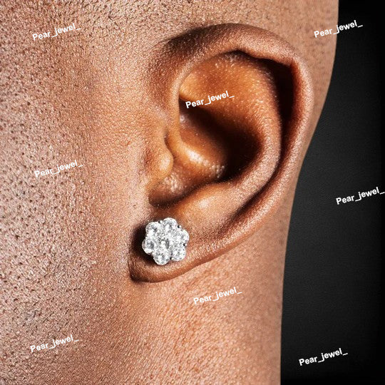 Iced Out 925 Silver With Moissanite Diamond Earring