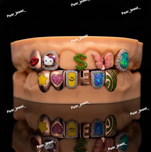 925 Silver Moissanite Colour Full Customize Unisex Grill
