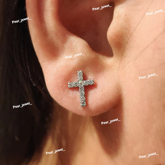 Round Cut Cross Stud Earrings