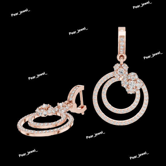 925 Silver with Moissaniteb Diamond Drop Elegant Earring