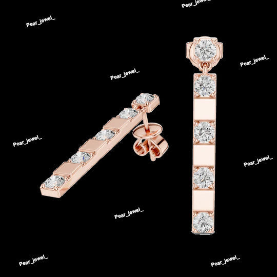 Diamond Strip Round Diamond Earring