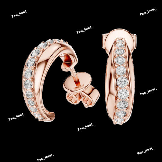 Half-Round WIth ROund Diamond Earring