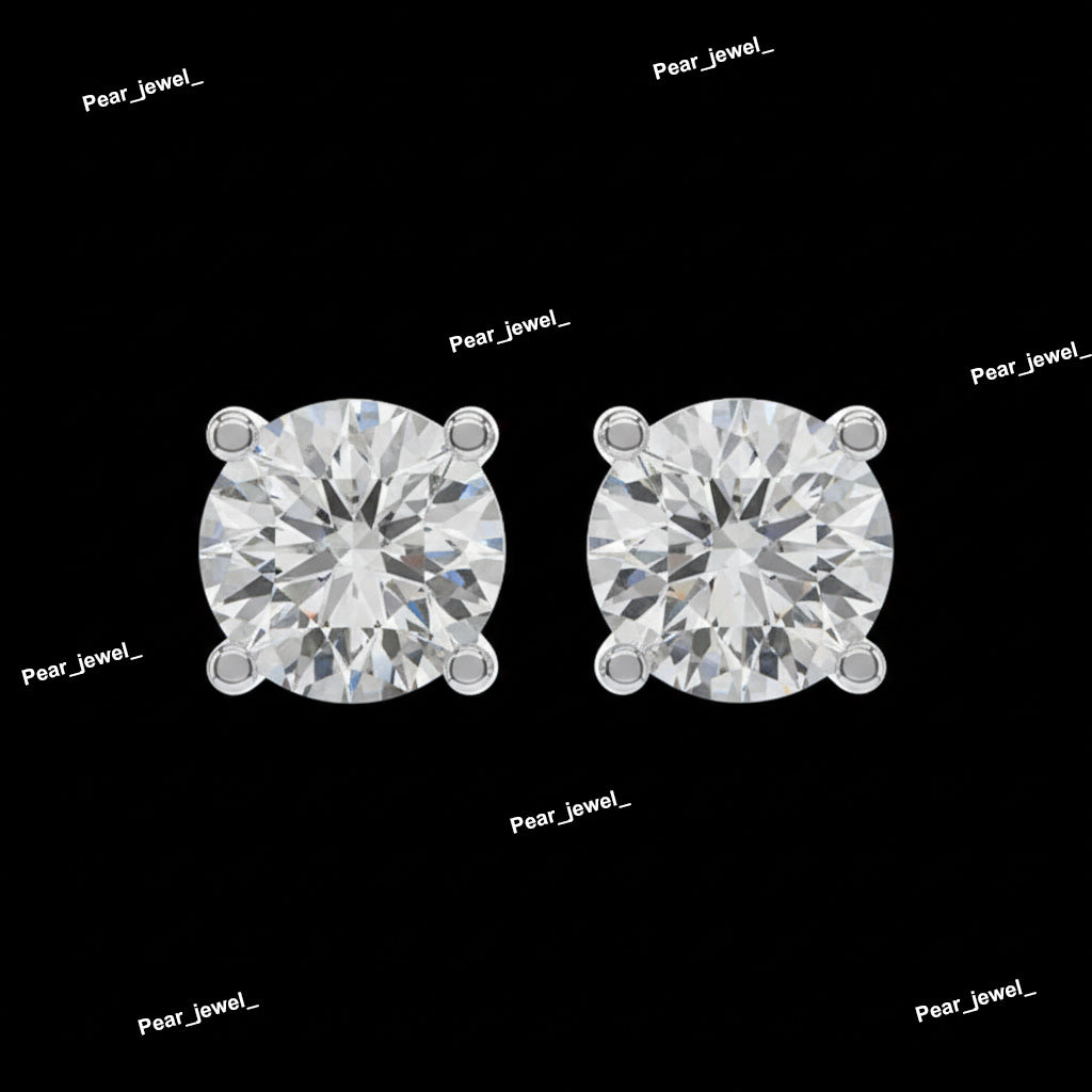 White Crystal Studded Stud Earrings