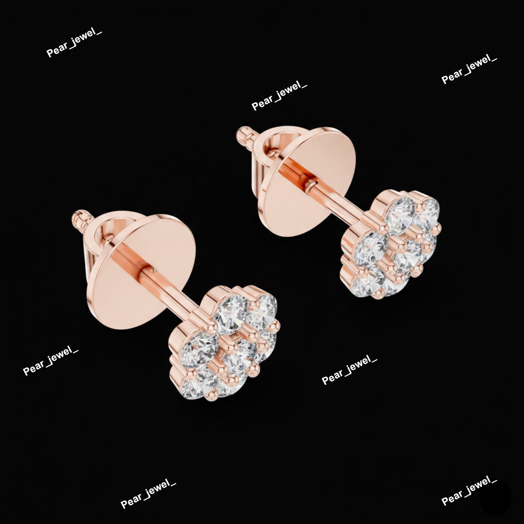 Floral Round Diamond Earring
