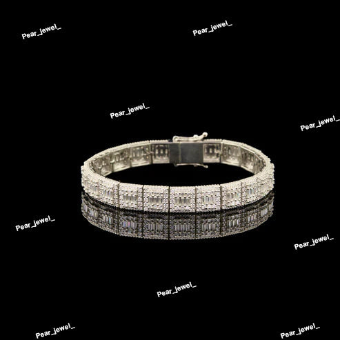 Iced Out Tennis Bracelet 925 Silver Luxury VVS Moissanite Daimond Shine Statement Jewelry