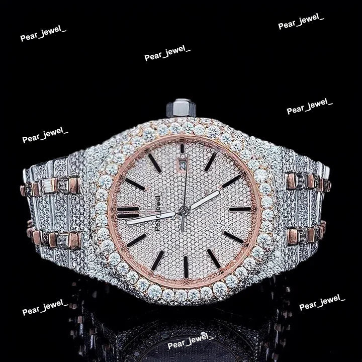 AP Iced Out Stainless Steel VVS Moissanite Diamond Bust down Watch