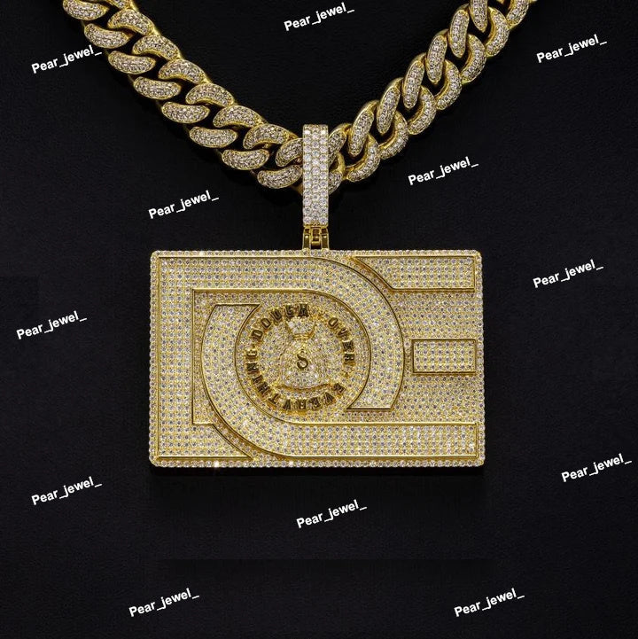 925 Sterling Silver Custom Logo Pendant With VVS Moissanite Diamond