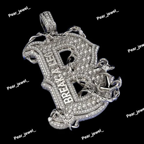 925 Silver Moissanite Diamond Custome Letter Pendant For Unisex