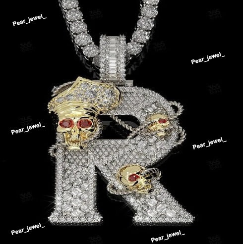 925 Silver VVS Moissanite Diamond Skull Design HipHop Pendant