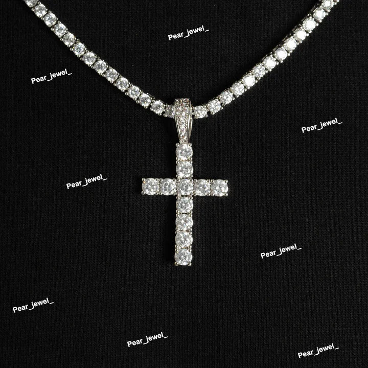 Iced Out 925 Silver VVS Moissanite Cross Design Pendant For Unisex