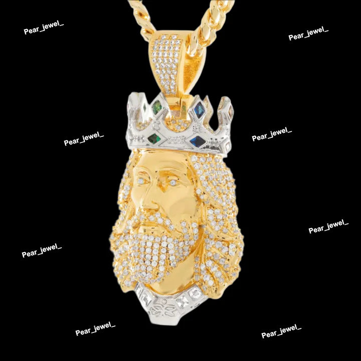 VVS Moissanite Diamonds 925 Silver Jesus Face Pendant For Unisex