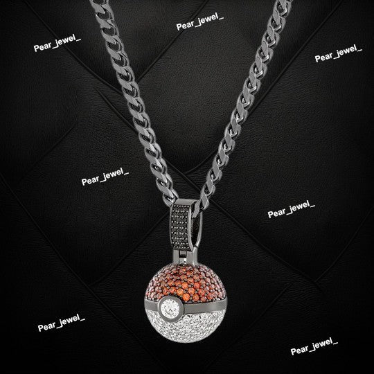 HipHop Silver VVS Moissanite Poke Ball Pendant For Unisex