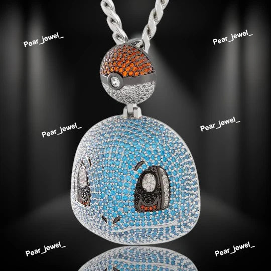 925 Silver Moissanite Pokemon Squirtle Pendant For Unisex