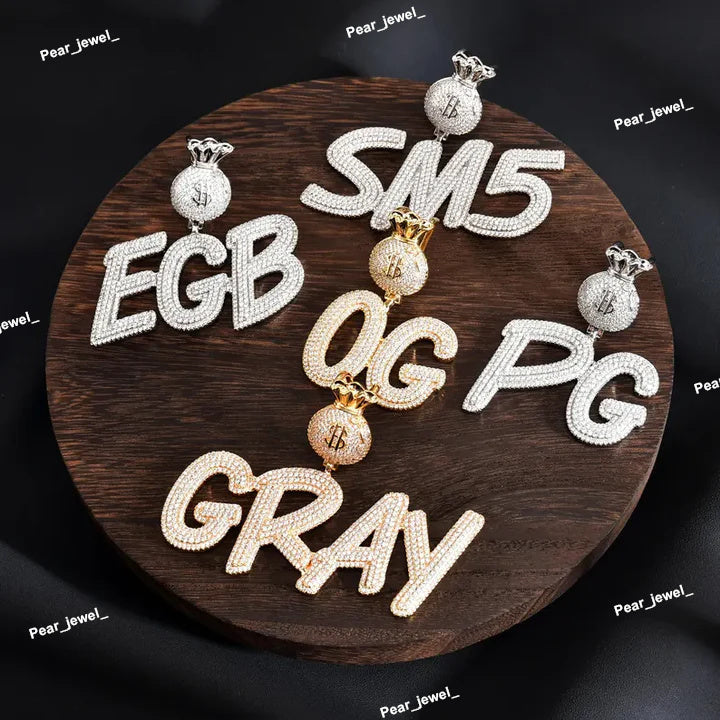 Money Pocket with Customise Name 925 Silver VVS Moissanite Pendant