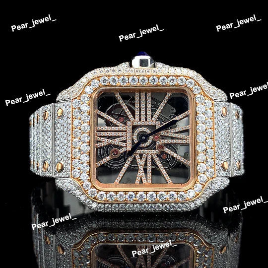 Iced Out VVS Moissanite Diamond Stainless Steel Watch For Unisex Wear