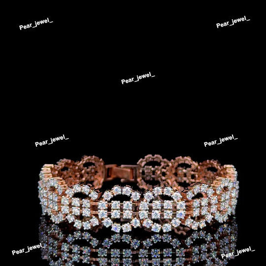 Iced Out Round Cut Moissanite Diamond 925 Sterling Silver Bracelet