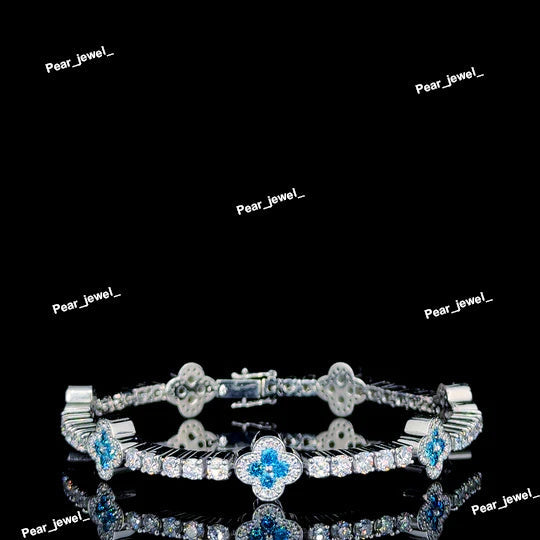 VVS Moissanite Diamond Bracelet In 925 Silver - Clover Design
