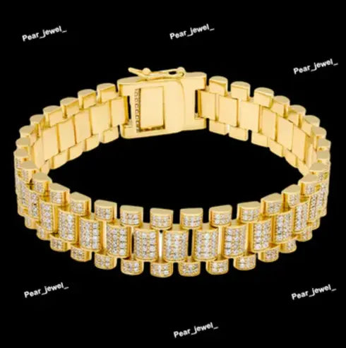 Iced Out 925 Silver Bracelet With Moissanite Diamond For Men