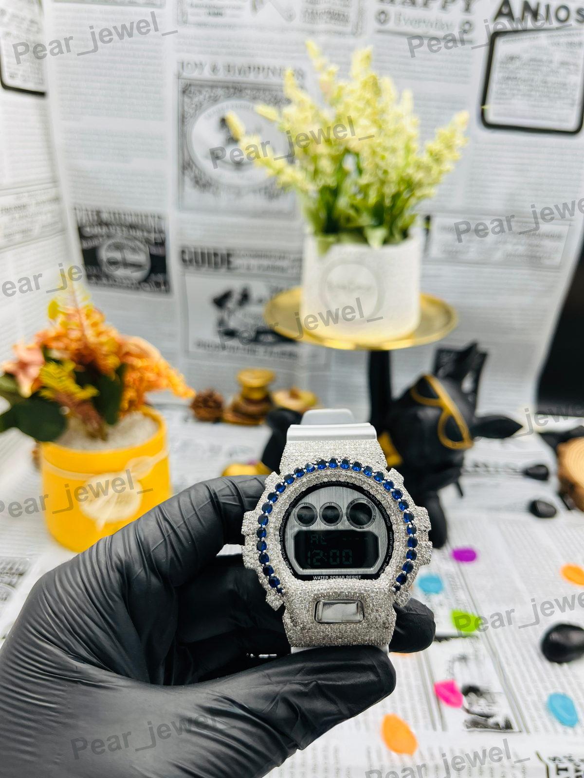 Iced Out Round Case Dial VVS Moissanite Diamond Wrist Watch