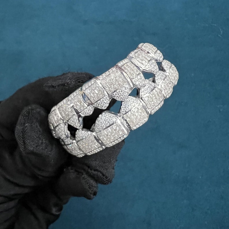 925 Silver Iced Out Custom Moissanite Diamond Hip Hop Teeth Grillz