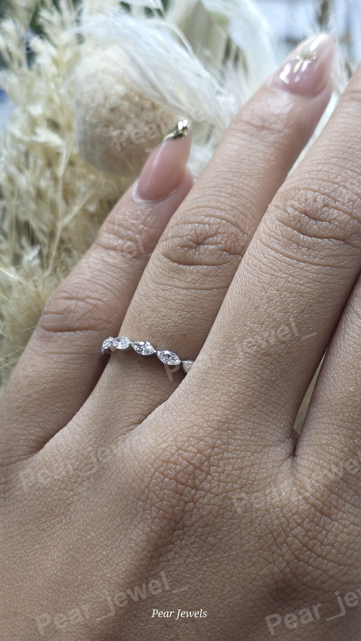 Marquise Cut Moissanite Diamond Iced Out Silver Eternity Luxury Engagement Ring