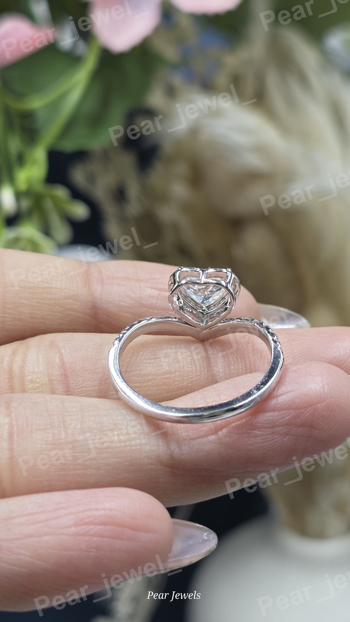 Iced Out Heart Shape Silver Luxury Ring Moissanite Diamond Statement Ring For Women