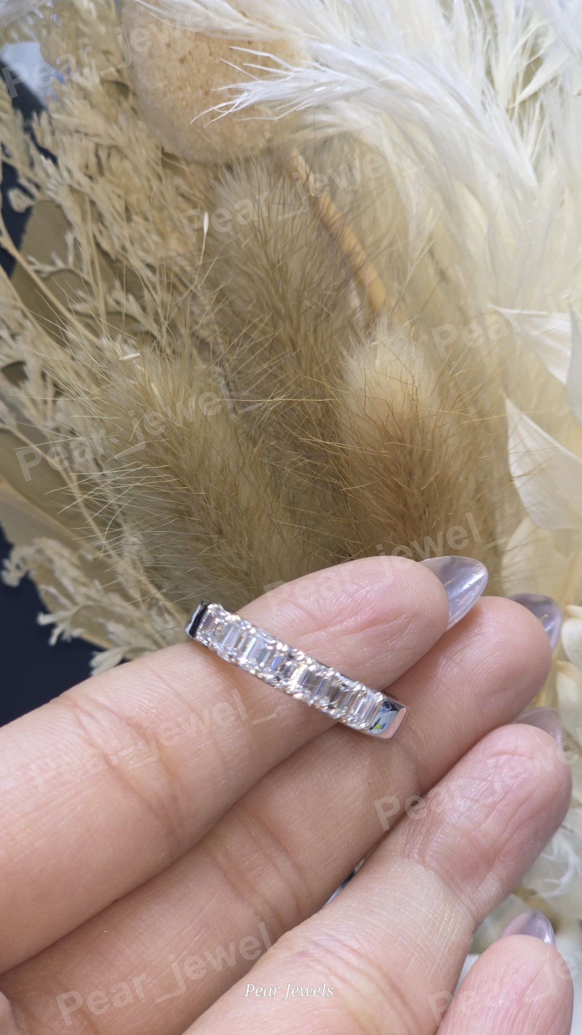 Baguette Cut Moissanite Diamond Iced Out Luxury Wedding Band For Women