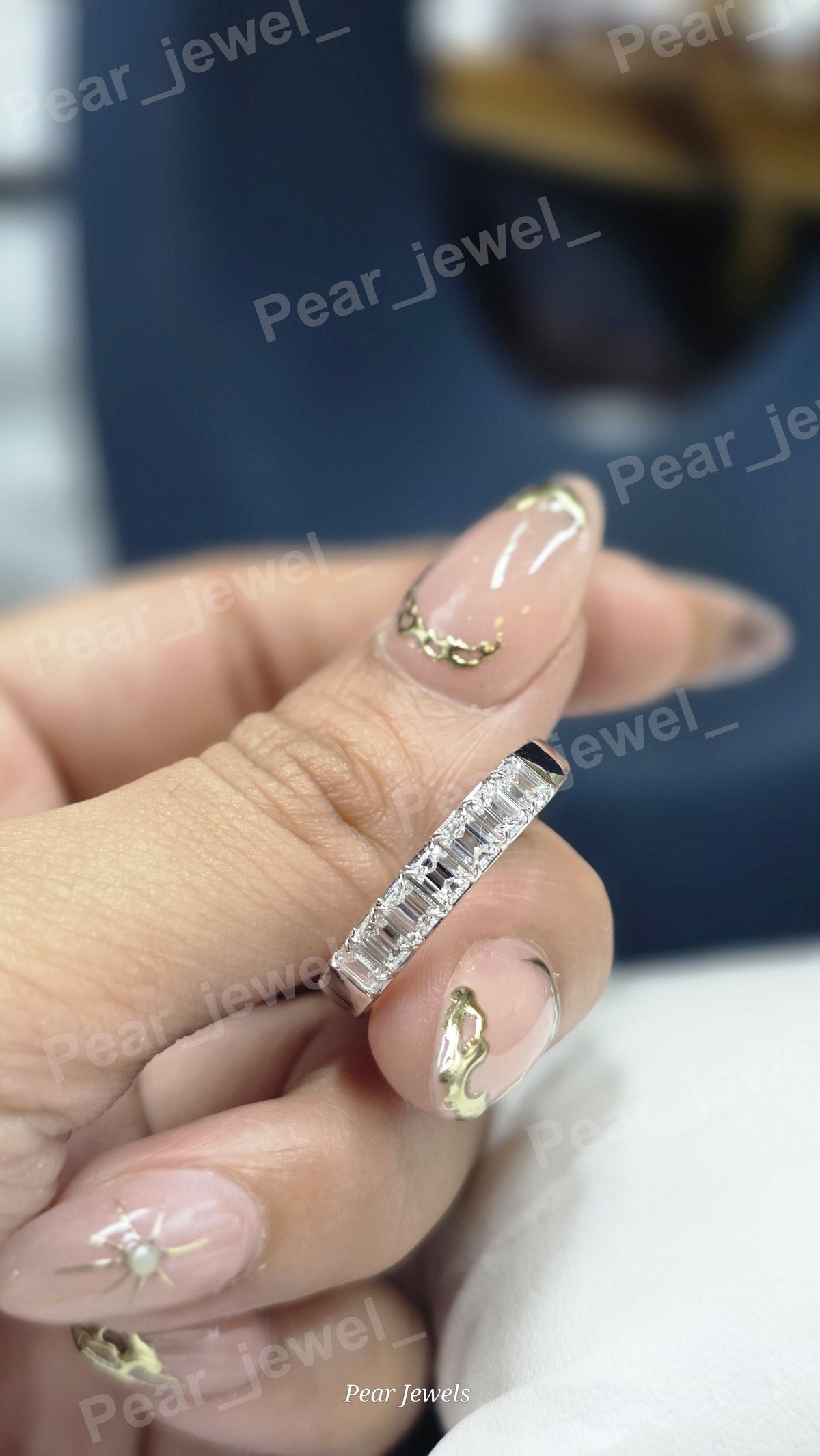 Baguette Cut Moissanite Diamond Iced Out Luxury Wedding Band For Women