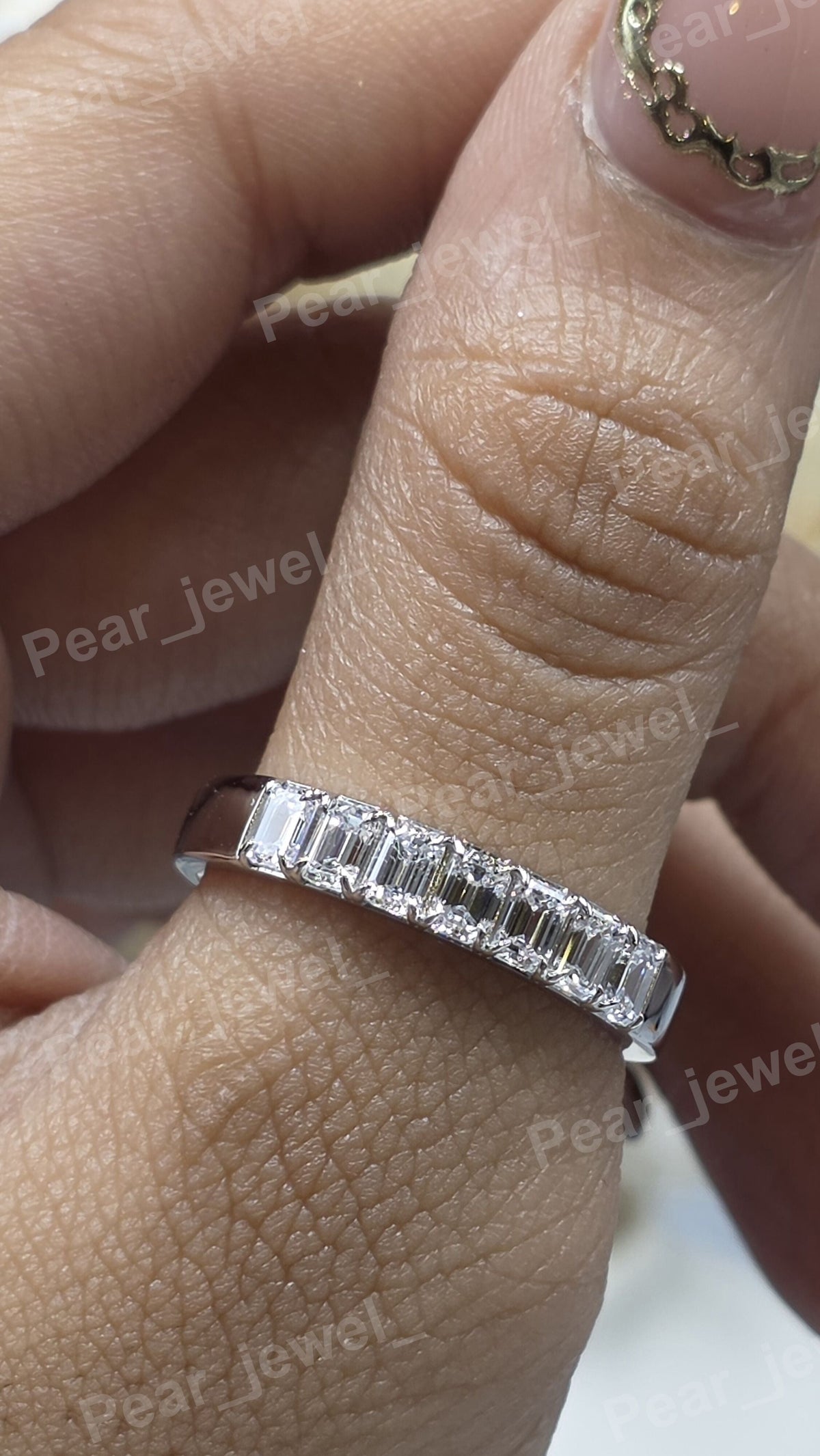 Baguette Cut Moissanite Diamond Iced Out Luxury Wedding Band For Women