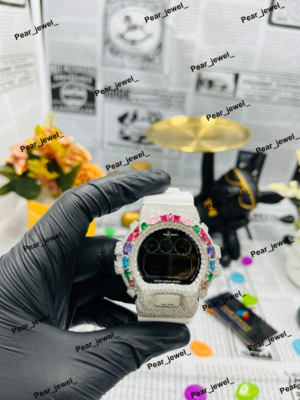 Iced Out Case Dial VVS Moissanite Diamond Digital Wrist Watch
