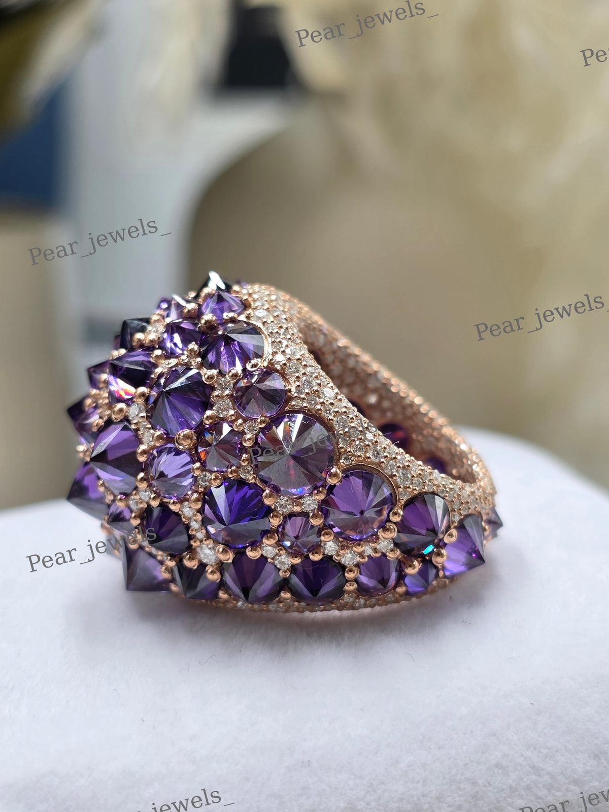 Iced Out 925 Sterling Silver Round Cut Moissanite Diamond Cocktail Ring For Women